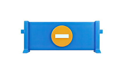 3D Render of a Blue Barrier with a Red Stop Sign