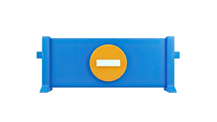 3D Render of a Blue Barrier with a Red Stop Sign