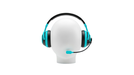 Turquoise and Black Gaming Headset on White Mannequin Head