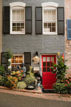 Historic Georgetown Home Decorated for Halloween in Washington DC Duri