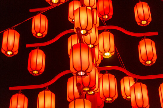 Red lanterns illuminating celebrating Chinese New Year festival