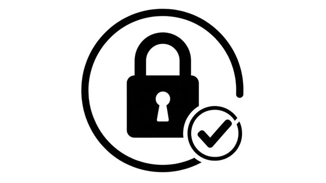 a secure lock icon with a circular arrow on a white background Video Footage