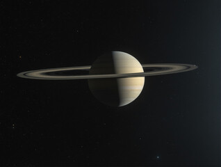 Ringed gas giant planet in deep space with stars