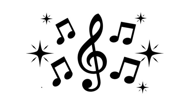 a beautiful musical treble clef symbol with notes on a white background Video Footage