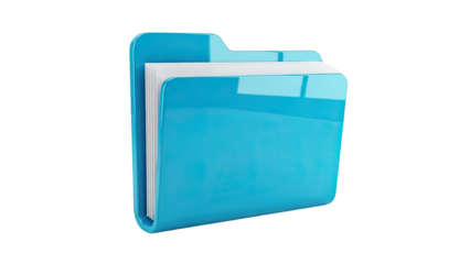 Blue File Folder Icon with Papers