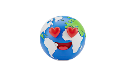 Smiling Earth with Heart Eyes Emoji
