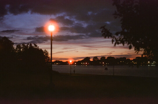 View over Ren&eacute;-L&eacute;vesque Park by night, Montreal