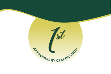 1st anniversary celebration with green design on white background. Anniversary celebration concept symbolizing love, commitment, and success. Perfect for weddings and relationships.