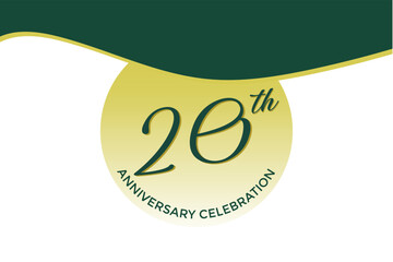 20th anniversary celebration with green design on white background. Anniversary celebration concept symbolizing love, commitment, and success. Perfect for weddings and relationships.