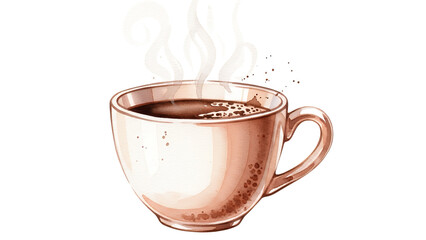 Obraz premium Steaming cup of coffee in a transparent glass mug on a white background viewed from the side