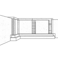 empty stage theater black and white drawing.