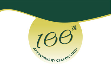 100th anniversary celebration with green design on white background. Anniversary celebration concept symbolizing love, commitment, and success. Perfect for weddings and relationships.