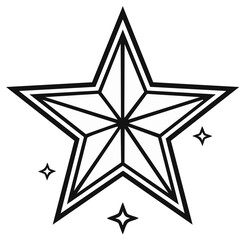 Fototapeta premium Outline of a Geometric Five Point Star With Sparkles for Decorative and Holiday Design Elements