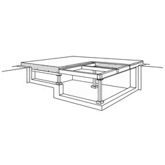 Coffee table with hidden storage minimalist design vector line art.