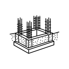 Foundation construction diagram with rebars.