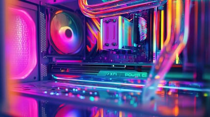 Obraz premium Vibrant RGB PC Build: A Masterpiece of Custom PC Lighting