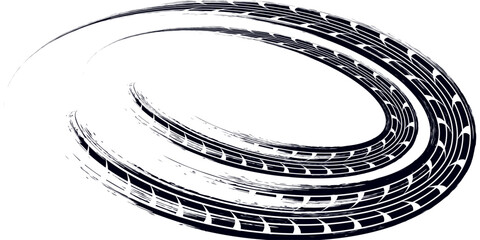 Tire track. Car, bike, motorcycle tyre mark with grunge effect isolated on white background. modern