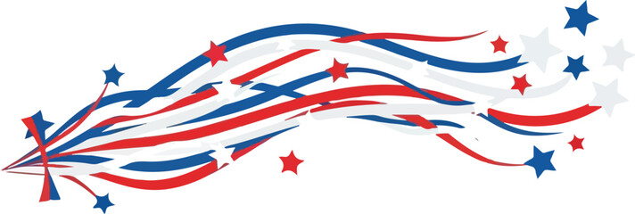 Obraz premium Festive American Flag Streamers with Stars Patriotic Illustration for Celebrations