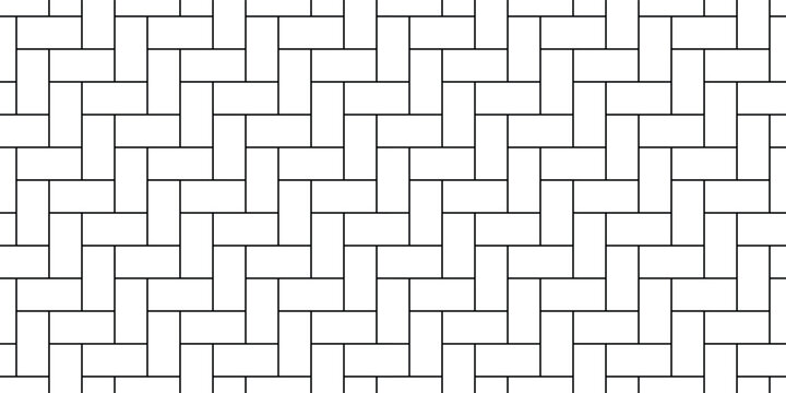 Seamless herringbone parquet pattern. Black and white geometric rectangular tile texture. Classic wood or brick floor vector background.