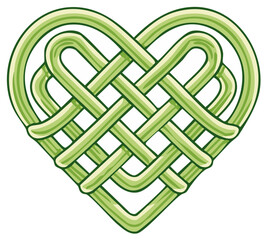 Intricate Green Celtic Knot Forming a Heart Shape Symbolizing Love and Intertwined Destinies