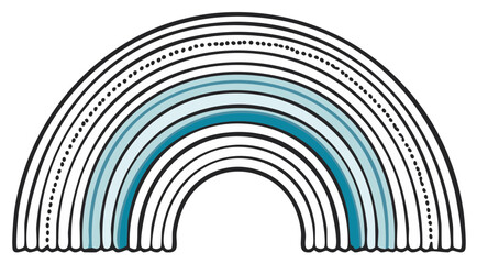 Obraz premium Stylized Rainbow Arc with Blue Hues and Dotted Outline