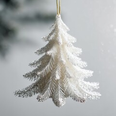 White and Silver Glitter Christmas Tree Ornament