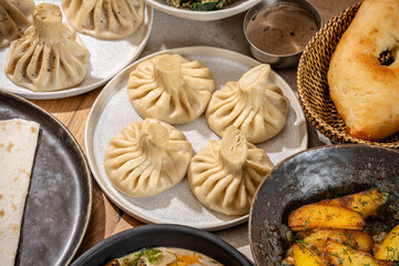 Traditional Georgian Khinkali Dumpling Plate