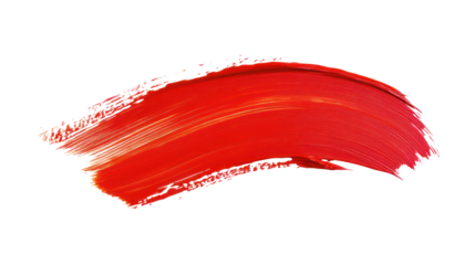 Red stroke of paint isolated for commercial use on transparent background