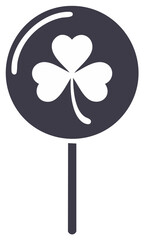 Shamrock Clover Lollipop Candy Icon for Good Luck and St Patricks Day Celebrations