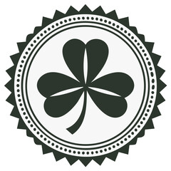 Shamrock symbol within a circular emblem, Irish luck graphic design