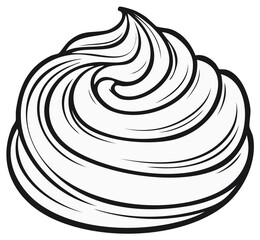 Swirled Creamy Dessert Illustration in Black and White