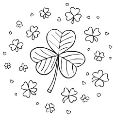 Shamrock clover leaves with hearts vector illustration for St Patricks Day holiday design isolated on white.