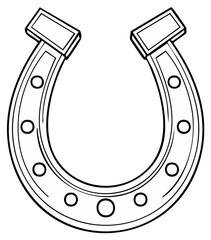 Line Art Vector Illustration of a Traditional Lucky Horseshoe Symbol