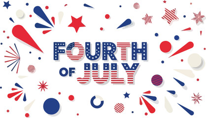 Festive Fourth of July Celebration Fireworks, Stars, and Patriotic Colors