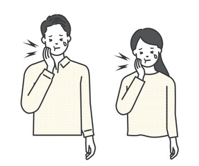 歯痛に悩む男女のイラストベクター素材