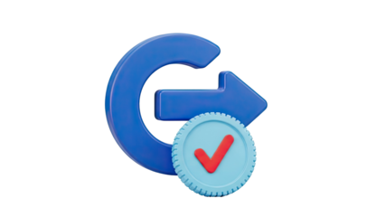 3D Blue Refresh Arrow with Checkmark Icon