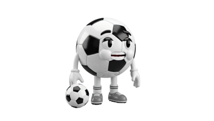 Cartoon Soccer Ball Character with Ball