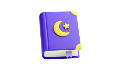 Purple Book with Crescent Moon and Star Icon