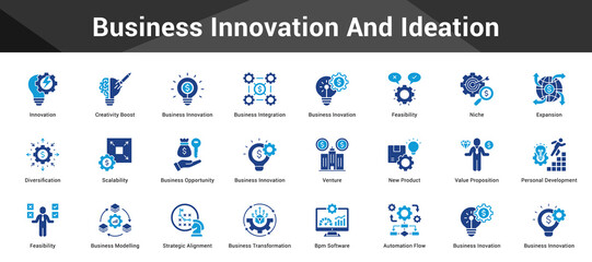 Business Innovation And Ideation Cohesive set of minimalist vector icons representing key ideas with visual clarity © kondesign