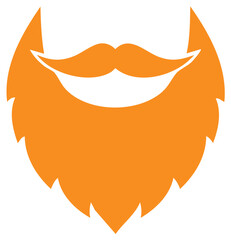 Stylized orange beard and mustache vector icon. Male grooming and barbershop logo symbol illustration.