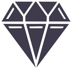 Elegant Diamond Design Cut Gemstone Facet Shape Graphic Element Simple Jewel Art