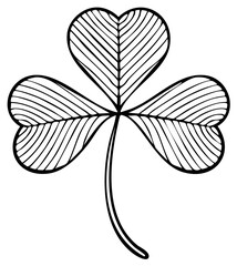 Stylized Three Leaf Clover Line Art Illustration for Luck and St Patricks Day Celebrations