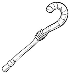 Stylized Crook Staff Symbol Icon Hand Drawn Sketch