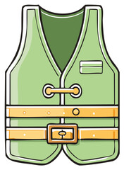 Illustration of Light Green Safety Vest with Straps and Buckles for Protection Gear
