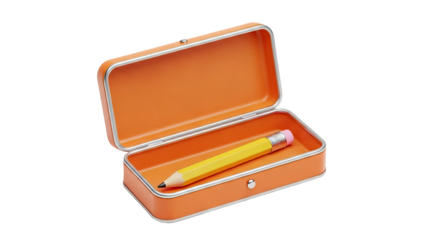 Orange Pencil Box with Yellow Pencil