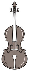 Stylized classical string instrument elegant brown violin vector illustration