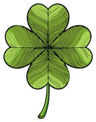 Vibrant green four leaf clover illustration representing luck and good fortune a symbol of prosperity