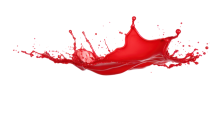 Red liquid splash on transparent background