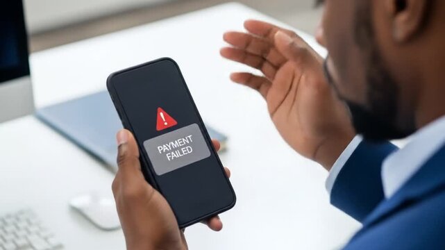 An individual, deeply disappointed, views a payment failure notification on their phone