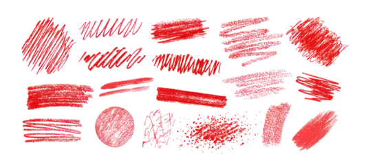 Red brush stroke set on transparent background